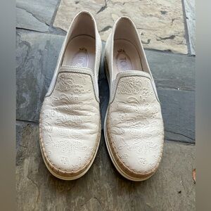 Tod's Ivory Embroidered Loafers